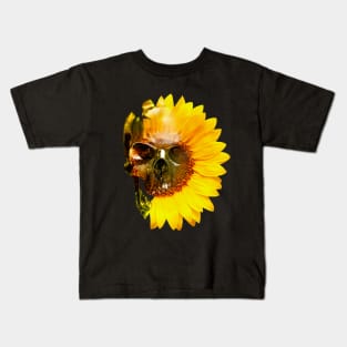 bizarre Skull with Sunflower Kids T-Shirt